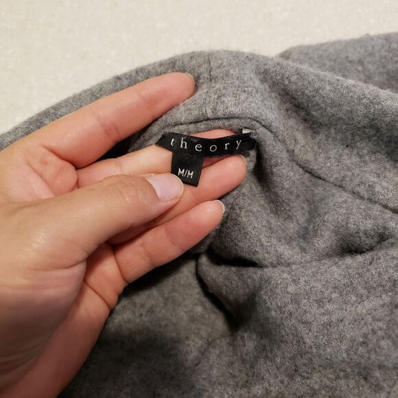 Theory Med Oversize Wool Hombre Gray Black Dress Turtleneck Adelina Nottingham - Picture 13 of 13